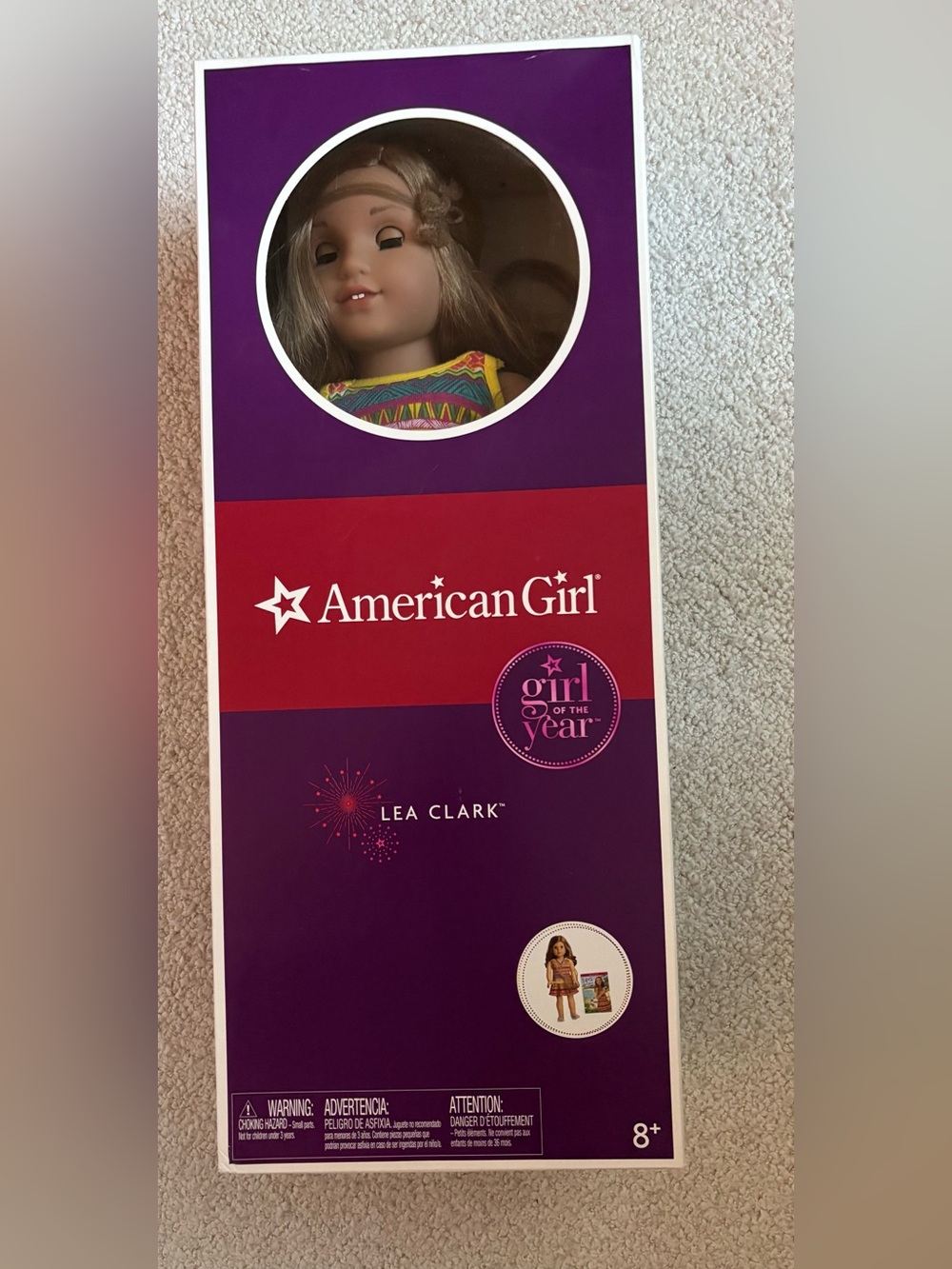 American Girl Lea Clark Doll in Purple and Red Box